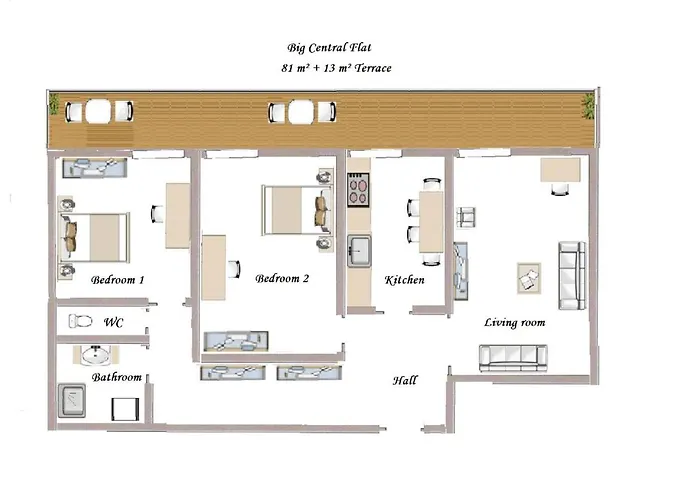 Notre Dame - Huge Sunny Modern 2br Flat - Terrace Apartment Nizza
